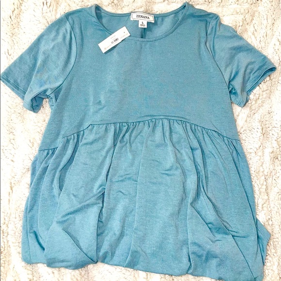 Zenana Outfitters Tops - Blue Zenana babydoll blouse
